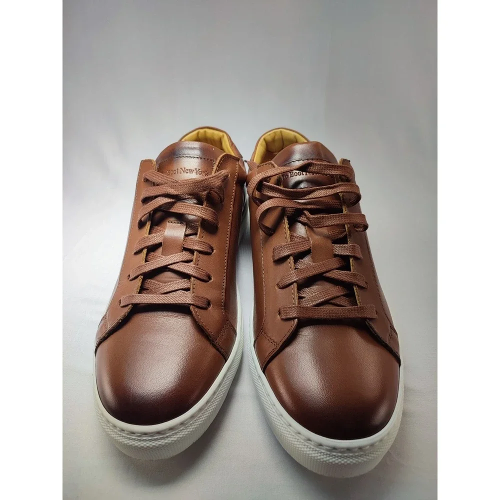 To Boot New York Brendan Cognac Brown Leather Low Top Sneaker Mens US 8